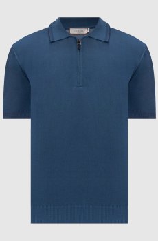 Синее поло с молнией