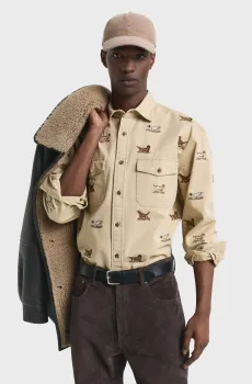 Мужская бежевая рубашка с узором EMBROIDERED Бежевый M Gant 3250222