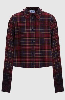 Бордовая рубашка в клетку с эмблемой