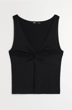 Віскозний топ з декоративним збиранням спереду - чорний
