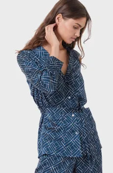 Женская синяя рубашка с узором JIZZO Синий M Etam 6537255