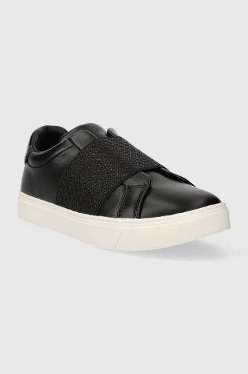 Кожаные кроссовки Calvin Klein CLEAN CUPSOLE SLIP ON цвет чёрный HW0HW02007 Кожаные кроссовки Calvin Klein CLEAN CUPSOLE SLIP ON цвет чёрный HW0HW02007