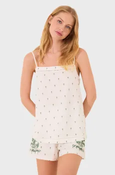 Женская белая пижама с узором (топ, шорты) Белый L womensecret 3599198