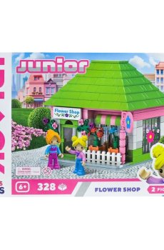 Игрушка-конструктор iBlock Junior Цветочный магазин, в коробке, от 6 лет, 37.5*25.5*6 см, 328 деталей, 2 фигурки (KH08/013/11)