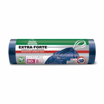 Пакеты для мусора Domi Extra Forte с затяжками, 90 л, 8 шт Пакеты для мусора Domi Extra Forte с затяжками, 90 л, 8 шт
