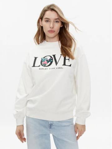 Replay Світшот W3616C.000.22890CS Білий Relaxed Fit Replay Світшот W3616C.000.22890CS Білий Relaxed Fit