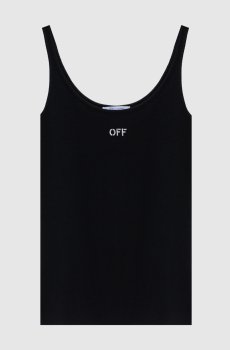 Черный топ в рубчике с вышивкой логотипа