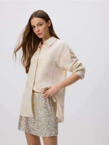 Reserved - Мініспідниця з паєтками - нюдовий - 067GG-02X