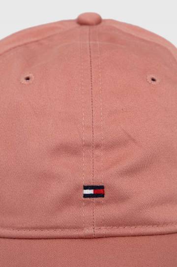 Хлопковая кепка Tommy Hilfiger цвет розовый однотонная Хлопковая кепка Tommy Hilfiger цвет розовый однотонная