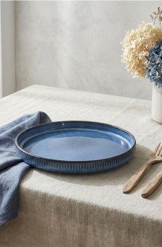 Плоска тарілка з рифленим краєм - темно-синій