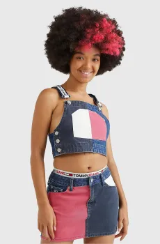 Женский синий джинсовый топ DUNGAREE Синий XS Tommy Jeans DW0DW14840