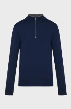 Мужская темно-синяя шерстяная кофта CORE  MERINO QUARTER ZIP Синий S Michael Kors CF460FA7AP