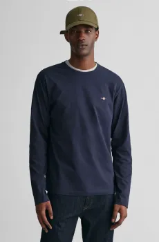 Мужской темно-синий лонгслив REG SHIELD LS T-SHIRT Синий M Gant 2004049