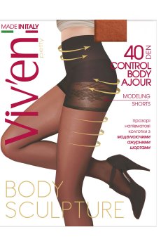 Колготки женские Viven petty Control Body Ajour с моделирующими шортиками, 40 DEN, бронз, размер 2