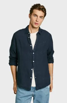 Мужская темно-синяя льняная рубашка ARNAU Синий S Pepe Jeans PM308844