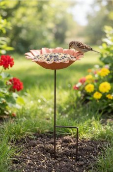 Садова годівниця для птахів у формі квітки, що вбивається в землю - помаранчевий