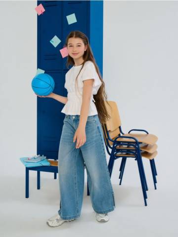 Джинси wide leg - синій