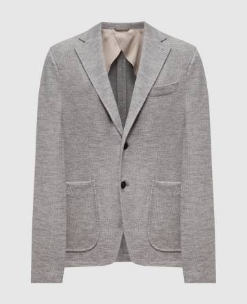 Серый пиджак из шерсти в клеточку