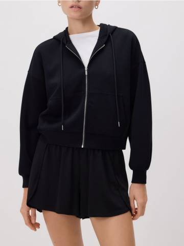 Reserved - Кофта на блискавці з модалу - чорний - 688GA-99X