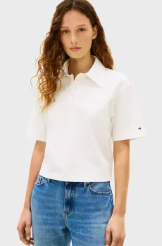 Женское белое поло LYCRA RLXD Белый L Tommy Hilfiger WW0WW49784