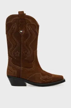 Женские коричневые замшевые казаки ARCHIVE COWBOY Коричневый 37 Tommy Jeans EN0EN03095
