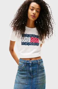 Женская белая футболка FLORAL Белый XS Tommy Jeans DW0DW20897