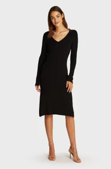 Женское черное платье ICONIC RIB SWEATER DRESS Черный M Calvin Klein K20K208102