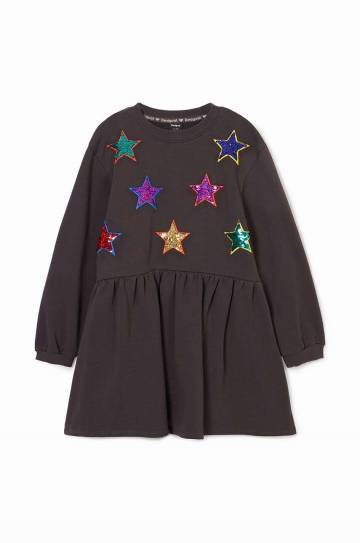 Хлопковое детское платье Desigual цвет чёрный mini расклешённое 24WGVK18