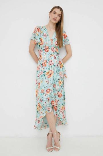 Платье Guess цвет зелёный midi расклешённая Платье Guess цвет зелёный midi расклешённая