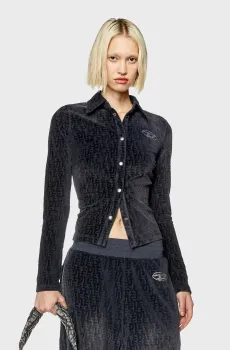 Женская черная велюровая рубашка с узором T-AMUSE Черный XS Diesel A10414 0NIAA