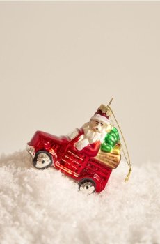 Скляна новорічна кулька у формі Санти в машині - різнобарвний