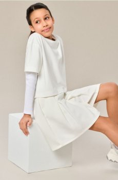 Спідниця-шорти з домішкою віскози - кремовий