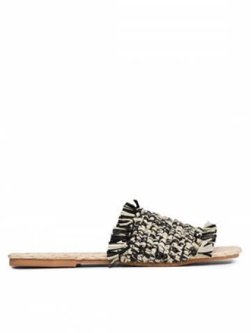 Manebi Шльопанці Fringed Knots Raffia Leather Sandals V 3.4 Y0 Чорний Manebi Шльопанці Fringed Knots Raffia Leather Sandals V 3.4 Y0 Чорний