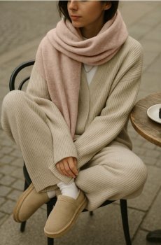 Шарф з домішкою вовни - бежевий