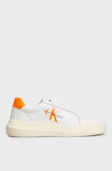 Женские белые кожаные сникерcы CHUNKY CUPSOLE MONO LTH WN Белый 37 Calvin Klein YW0YW00823