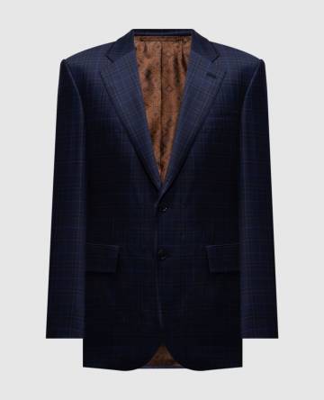 Синий пиджак из шерсти в клетку