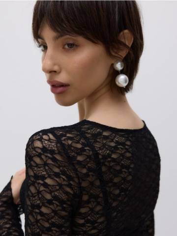 Reserved - Сережки-підвіски - кремовий - 925CO-01X