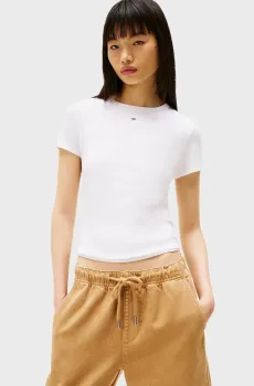 Женская белая футболка TJW SLIM ESSENTIAL RIB SS EXT Белый XS Tommy Jeans DW0DW17383