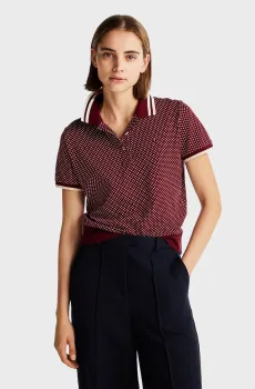 Женское бордовое поло с узором AOP POLO SS Бордовый XS Tommy Hilfiger WW0WW43928