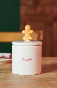 Контейнер для зберігання з мотивом пряникового чоловічка - білий