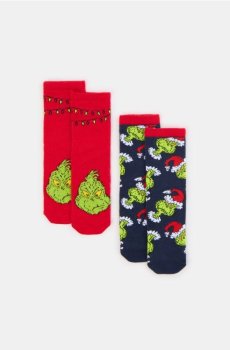 Шкарпетки, 2 пари Grinch - різнобарвний
