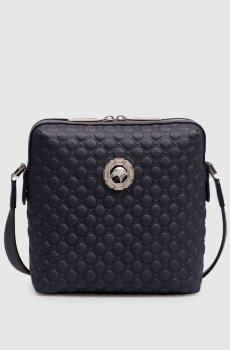 Синяя кожаная сумка с тиснением Asia