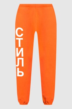 НЕ ВКЛ Оранжевые джоггеры с принтом стиль