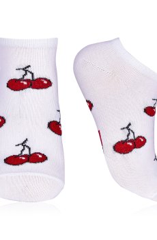 Носки женские AmiGA Вишня, укороченные, белые, размер 23-25