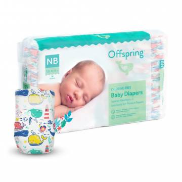 Подгузники Offspring Willy the Whale, размер NB (до 4 кг), 56 шт Подгузники Offspring Willy the Whale, размер NB (до 4 кг), 56 шт