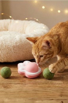 Іграшка для кота з двома кульками з котячої м’яти - пастельний рожевий