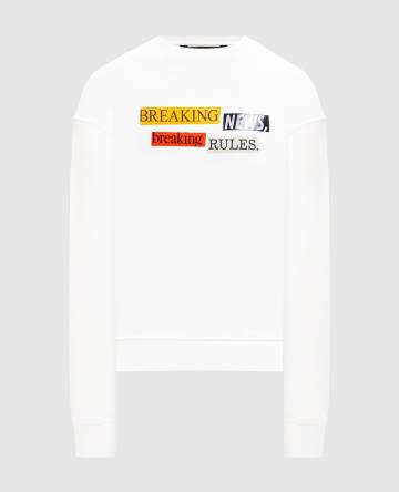 Белый утепленный свитшот с принтом