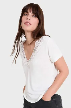 Женский белый льняной топ Белый 40 Naf Naf CENT128E