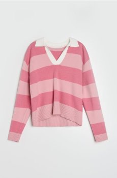 Джемпер у смужку - рожевий