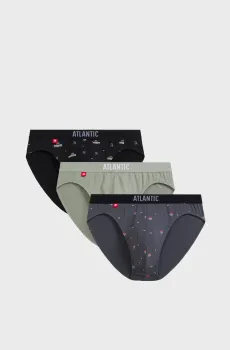 Мужские брифы (3 шт) Разноцветный XXL Atlantic 3MP-194
